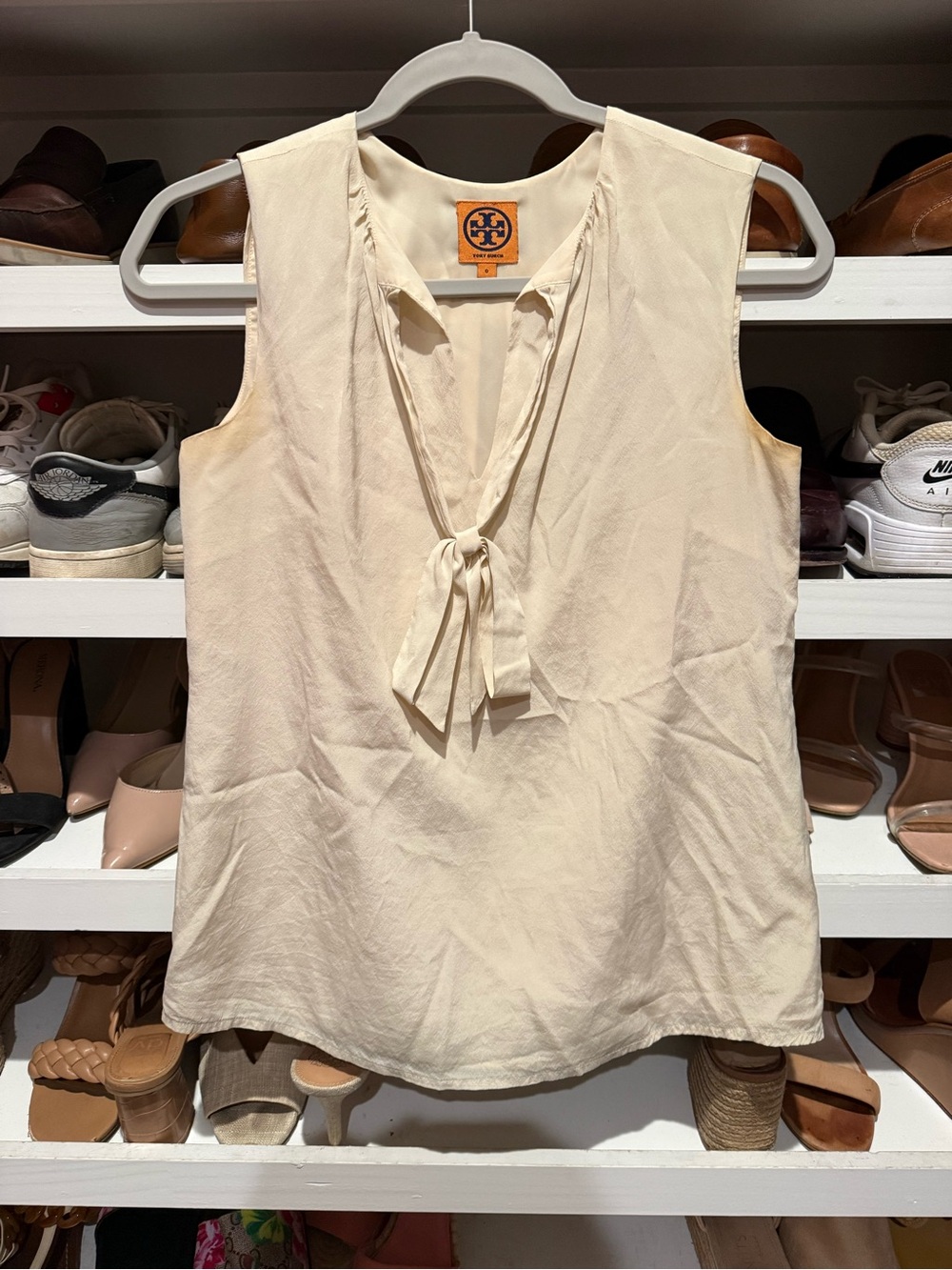 Tory Burch Cream Tie-Front Sleeveless Camisole